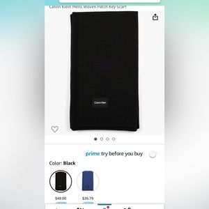 NWT Black Calvin Klein Woven Patch Key Scarf